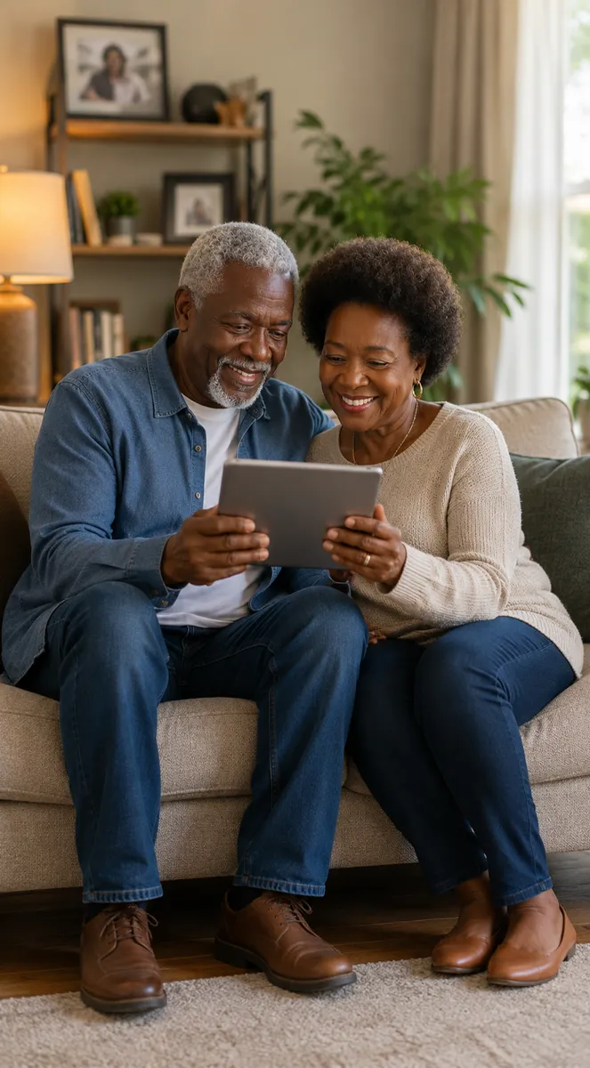 Senior couple using a tablet